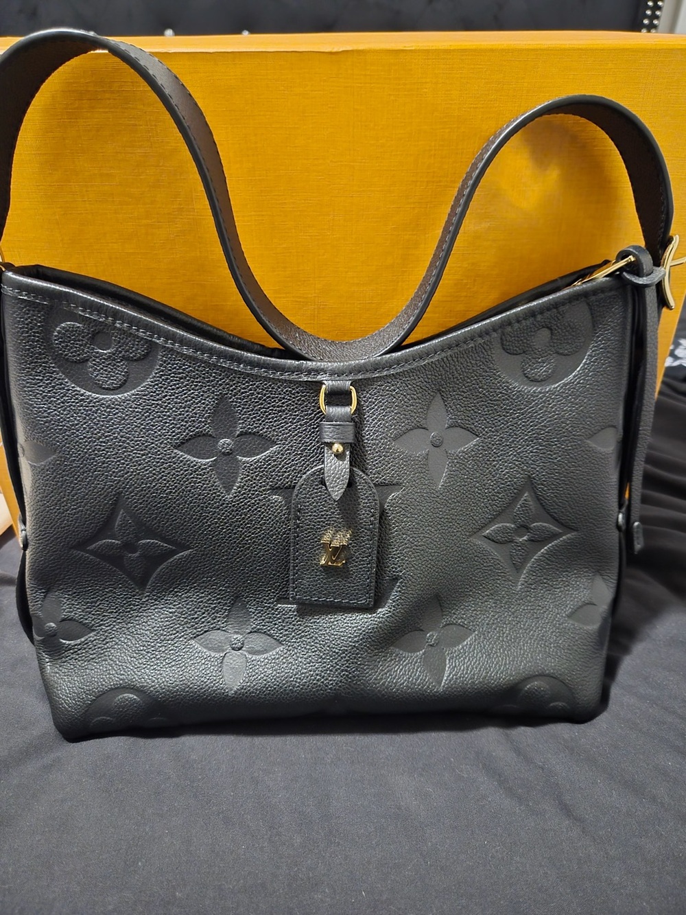 Louis Vuitton Black Monogram Empreinte Shoulder Bag with Navy Interior - Picture 8 of 8
